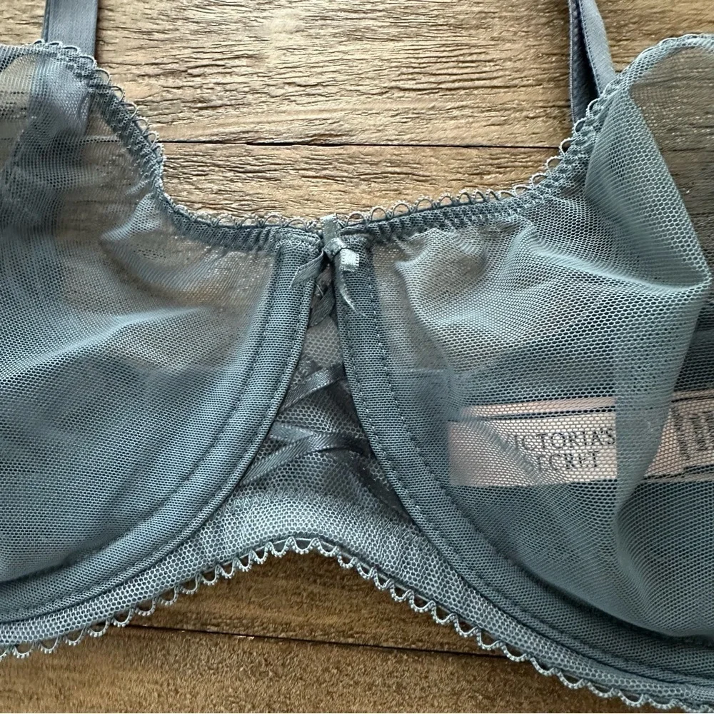 NWT Victorias Secret 36‎ D Dream Angels Blue Sheer Balconette Underwire Bra New